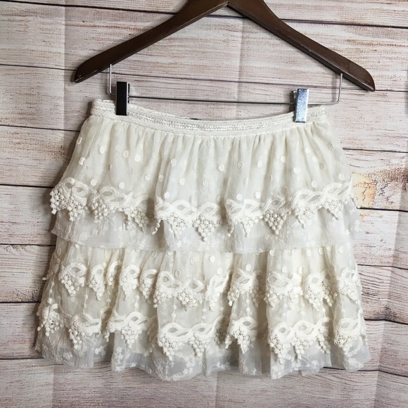 Zara Dresses & Skirts - Zara Basic crochet cream mini skirt size S $50